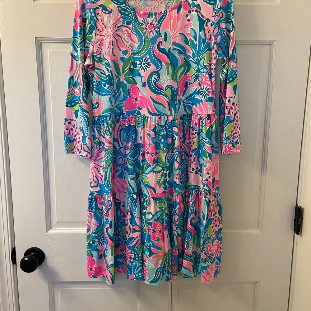 Lilly Pulitzer Pink & Blue Floral Tiered Dress